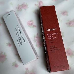 Glossier hot cocoa balm dot com and ultra lip in cachet